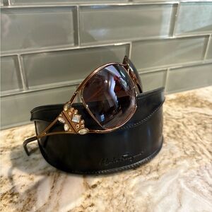 Salvatore Ferragamo Rose Gold Embellished Sunglasses 1157B